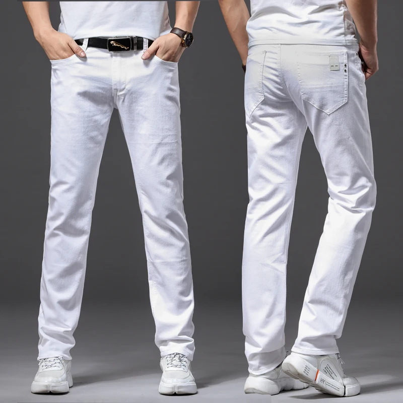 Men'S Shoes With Jeans - Pantalones vaqueros elásticos blancos para hombre,