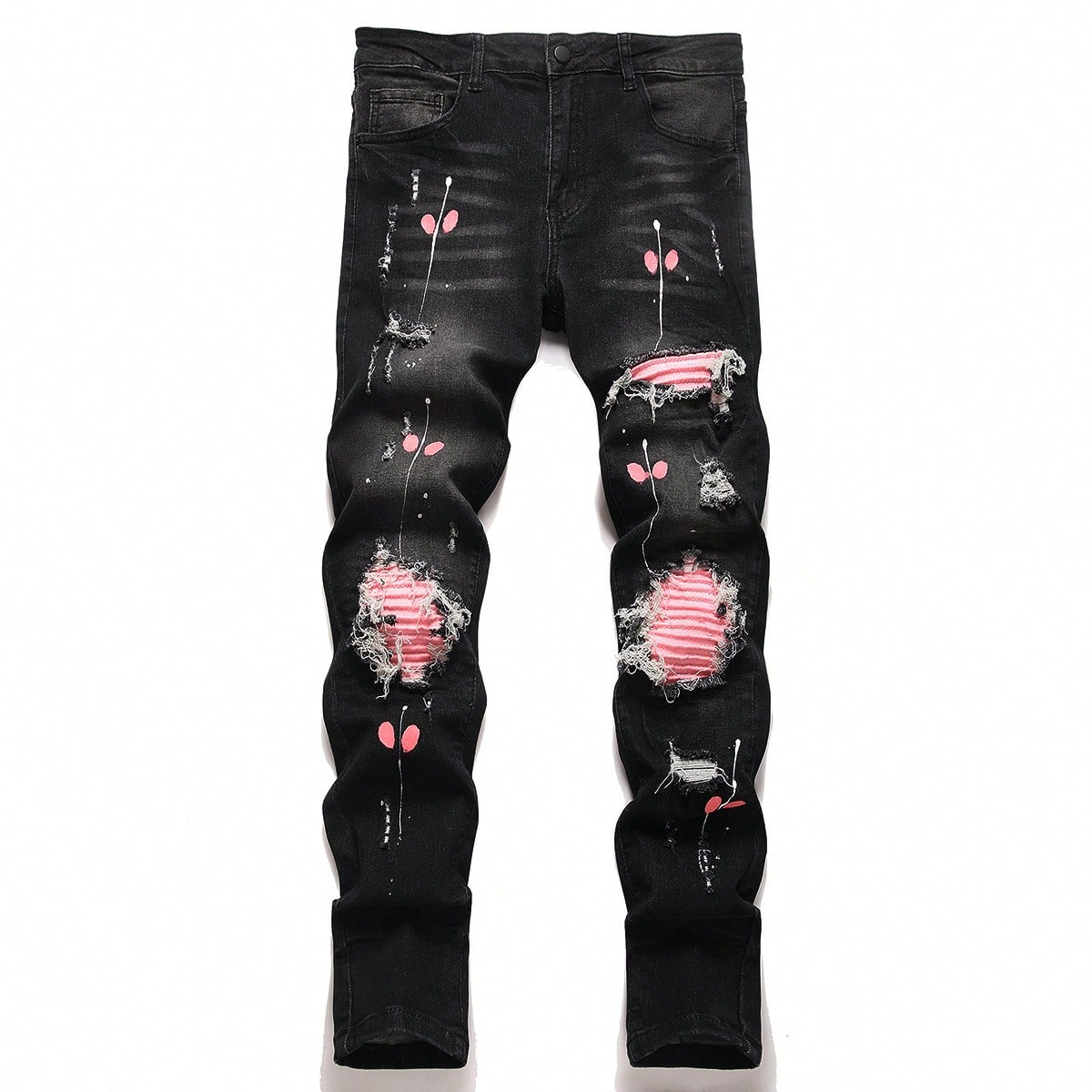 Men'S Shoes With Jeans - Jeans de Mezclilla Rotos de Alta