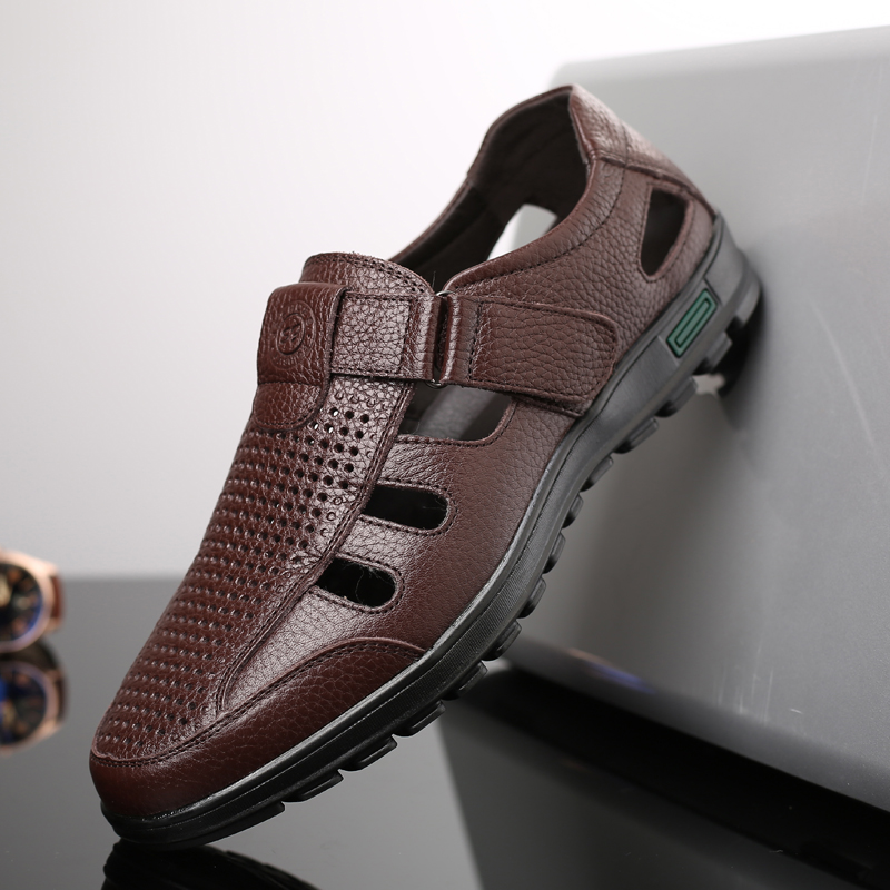 Sandalias de cuero genuino par - Men Shoes Eu To Us Size reseña y precio