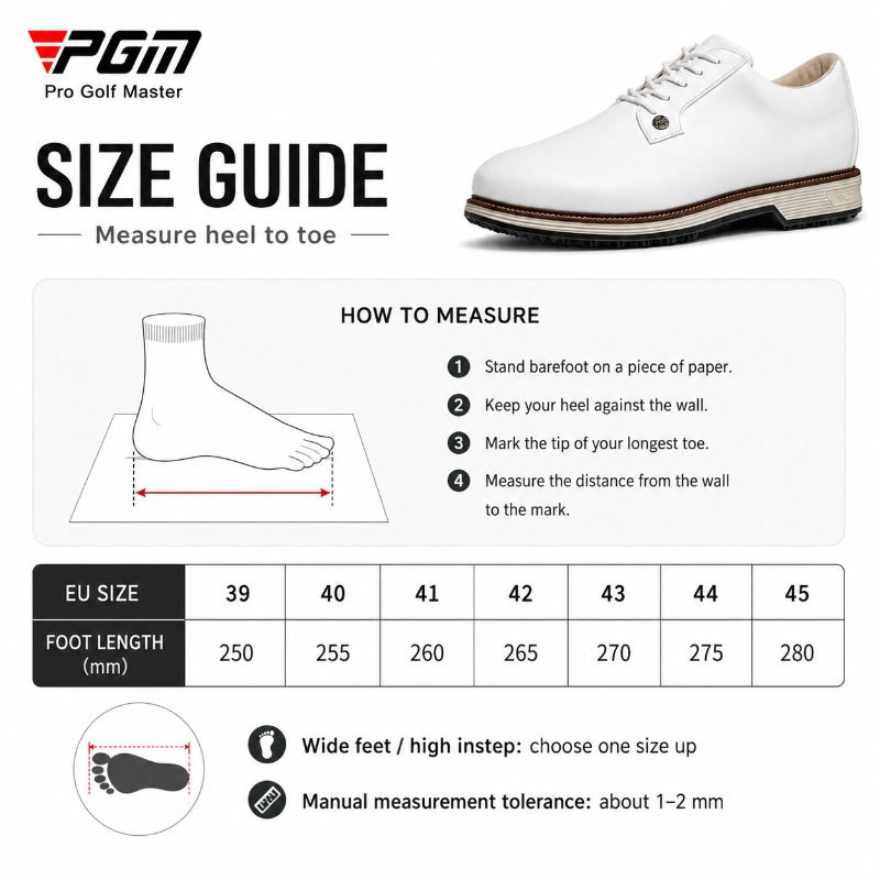 PGM Zapatos de golf de cuero d - Men Shoes Eu To Us Size reseña y precio